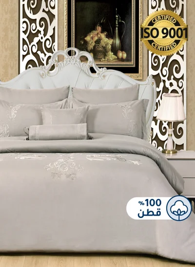 Master Home Textile MASTER Cotton Embroidery Comforter Sets, Fits 200 x 200 cm Double Size Bed, 8 Pcs King Size, 200 TC Cotton