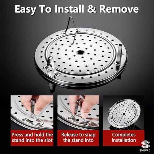 Snevad 2 PCS Stainless Steel Steamer Basket for Cooking - Round Rack for Pots, Pans, Crock, Air Fryer - Cooling Rack and Steaming Tray Insert Kitchen Accessories [20x20x6 CM] - Image 3