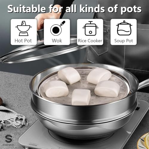Snevad 2 PCS Stainless Steel Steamer Basket for Cooking - Round Rack for Pots, Pans, Crock, Air Fryer - Cooling Rack and Steaming Tray Insert Kitchen Accessories [20x20x6 CM] - Image 5