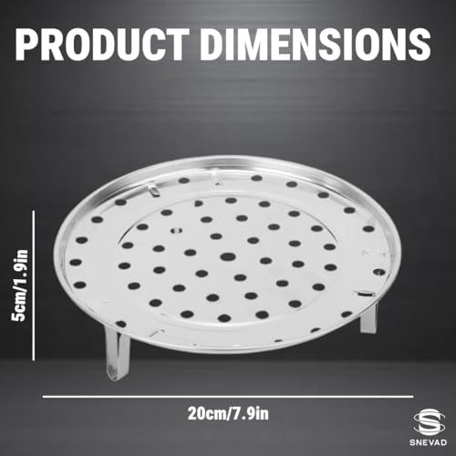 Snevad 2 PCS Stainless Steel Steamer Basket for Cooking - Round Rack for Pots, Pans, Crock, Air Fryer - Cooling Rack and Steaming Tray Insert Kitchen Accessories [20x20x6 CM] - Image 2