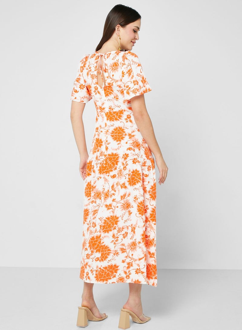 ELLA Floral Flounce Sleeve Dress  - Image 2