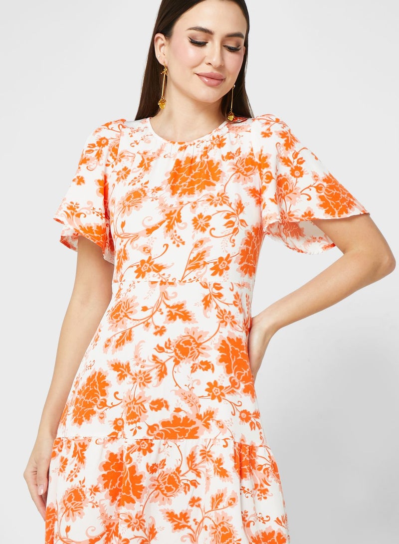 ELLA Floral Flounce Sleeve Dress  - Image 3
