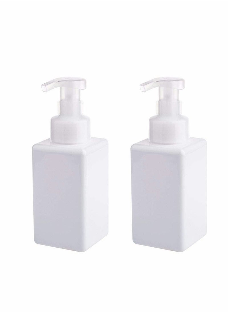 Y&D Foaming Soap Dispenser, 450ml (15oz) Refillable Pump Bottle Plastic for Liquid Soap, Shampoo, Body Wash (2 Pcs) (White)  - Image 1