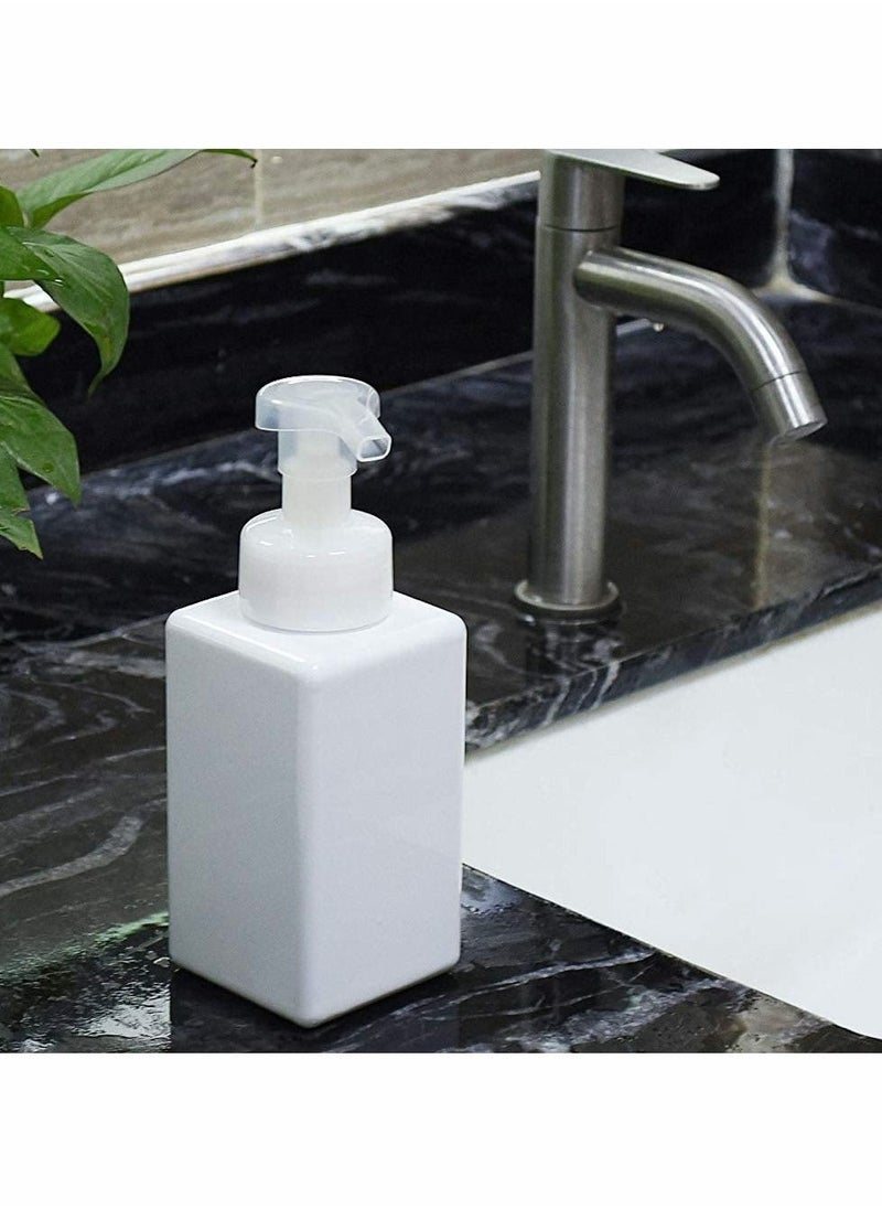 Y&D Foaming Soap Dispenser, 450ml (15oz) Refillable Pump Bottle Plastic for Liquid Soap, Shampoo, Body Wash (2 Pcs) (White)  - Image 2
