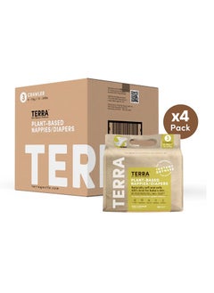Terra Pack Of 4 Size 3 Crawler Diapers 85% Plant-Based Diapers, Ultra-Soft And Chemical-Free for Sensitive Skin, Superior Absorbency For Day Or Nighttime Diapers, 3D Leak Guards, 100% Biodegradable Bamboo Fibre, Designed For Crawler Babies 13-24 lb 6-11 kg, 6-12 Month 20 Count  - Image 1
