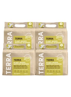 Terra Pack Of 4 Size 3 Crawler Diapers 85% Plant-Based Diapers, Ultra-Soft And Chemical-Free for Sensitive Skin, Superior Absorbency For Day Or Nighttime Diapers, 3D Leak Guards, 100% Biodegradable Bamboo Fibre, Designed For Crawler Babies 13-24 lb 6-11 kg, 6-12 Month 20 Count  - Image 2