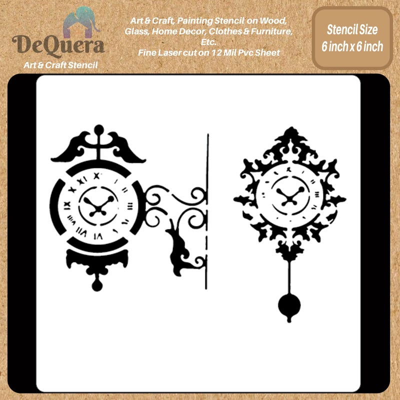 DeQuera Art Craft Stencil for Painting on Wood Funiture Wall use for Home Dcor Wardrobe Dcor Living Room Bedroom Study Room Size 6 x 6 inch D15 - Image 2