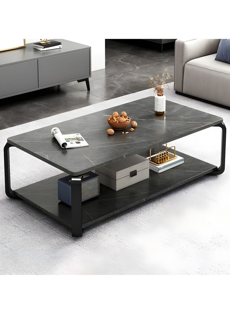 DubaiGallery Round Tea Table Living Room Coffee Tables Marble Texture Wooden Combination Furniture Durable Table - Image 2