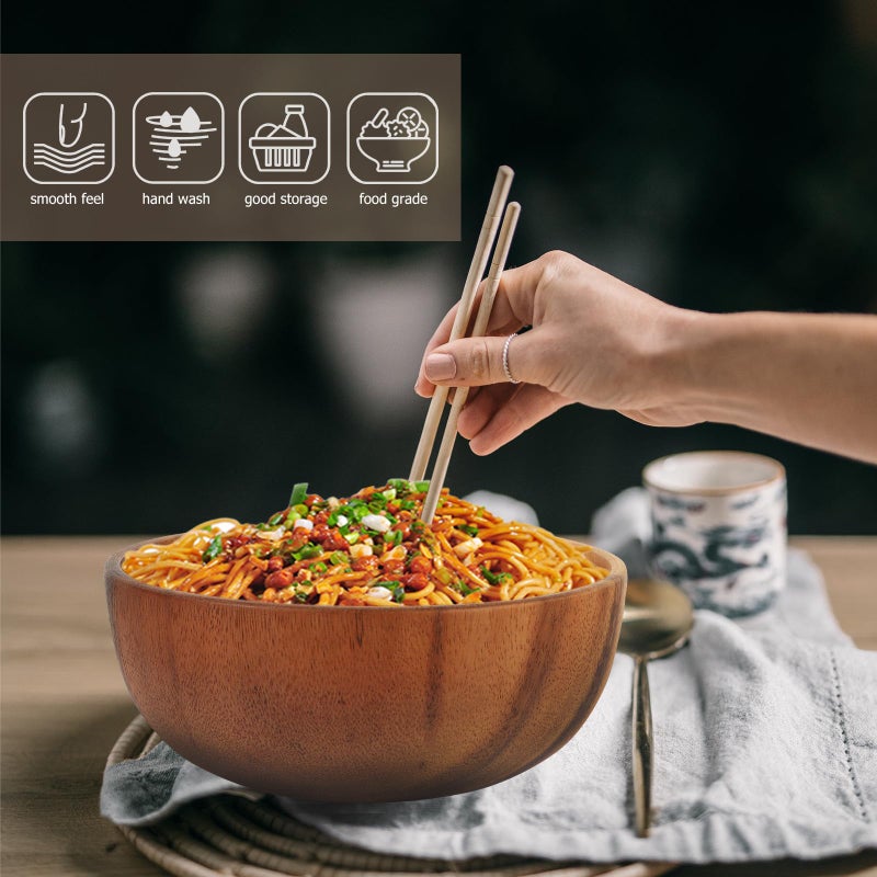 Natural Wood Salad Serving Bowl 18cm Round For Kitchen And Restaurant Use - Image 5