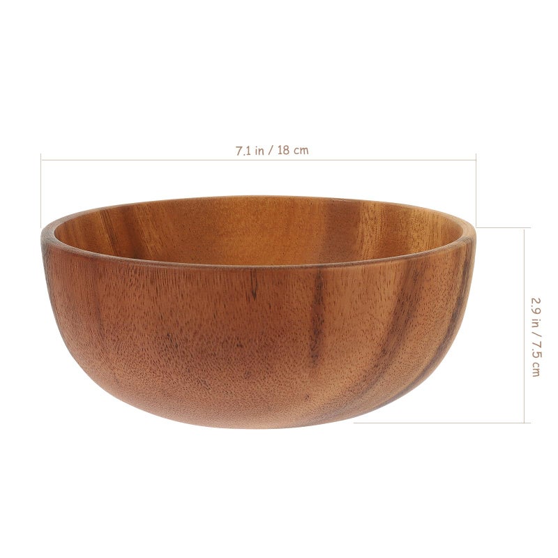 Natural Wood Salad Serving Bowl 18cm Round For Kitchen And Restaurant Use - Image 3