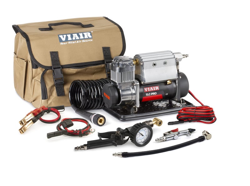 Viair ضاغط هواء VIAIR TLC PRO الثقيل - مضخة إطارات محمولة بضغط 150 PSI مع خزان هواء سعة 1/4 جالون - تشمل صمام بريستا ومسدس تضخيم على طراز المتاجر - لإعداد إطارات الدراجات بدون أنبوب - Image 1