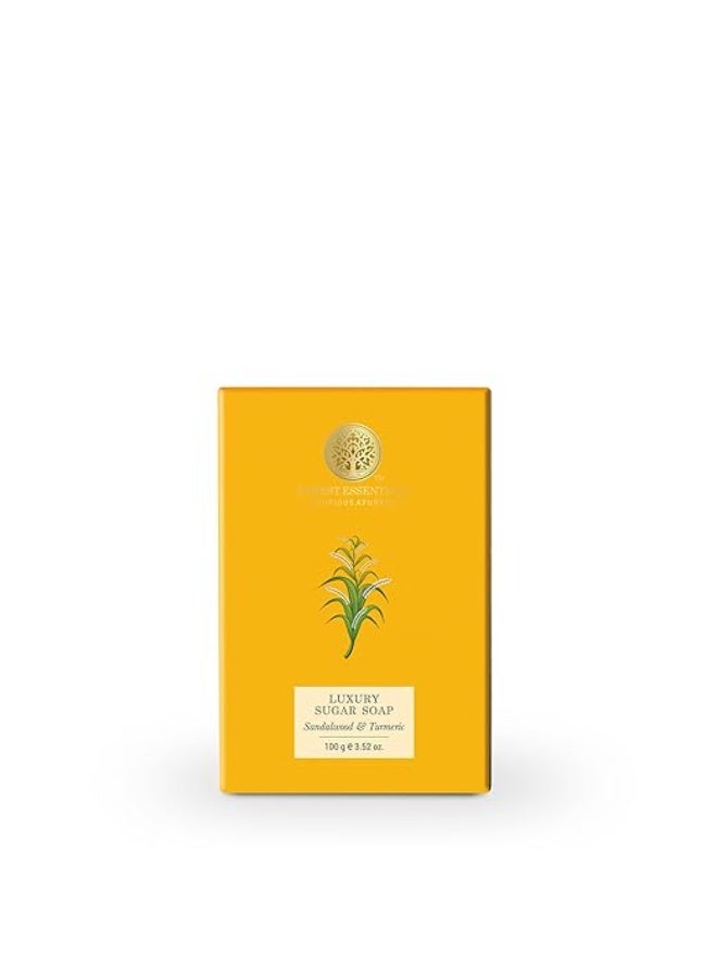 Forest Essentials Sandalwood & Turmeric Soap | Ayurvedic Scented Handmade Bath Soap | Gently Cleanses & Softens Skin | With Natural Oils & Raw Cane Sugar - Image 1