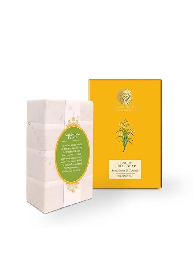 Forest Essentials Sandalwood & Turmeric Soap | Ayurvedic Scented Handmade Bath Soap | Gently Cleanses & Softens Skin | With Natural Oils & Raw Cane Sugar - Image 2