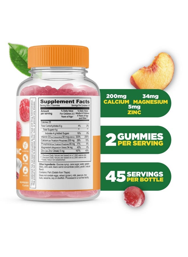 Lifeable Kids Calcium Magnesium Zinc Gummies | Calcium with Vitamin D3 | Great Tasting Calcium Supplements for Kids | Kids Calcium Gummies for Bone Health | Magnesium Calcium for Kids | 90 Gummies - Image 2