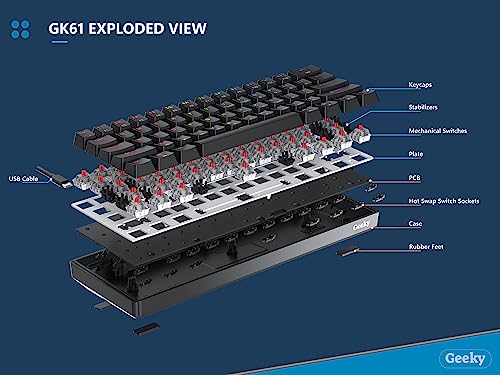 Geeky GK61 60% | Hot Swappable Mechanical Gaming Keyboard | 61 Keys Multi Color RGB LED Backlit for PC/Mac Gamer | ANSI US American Layout (White, Mechanical Speed Yellow) - Image 3