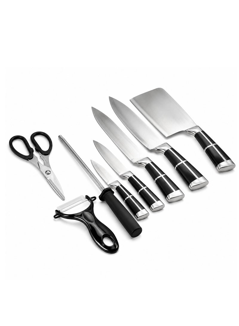 DESSINI 9-Piece Kitchen Knife Set with Acrylic Block – Chef, Cleaver, Slicer, Utility, Paring, Scissors, Sharpener & Peeler - Image 2