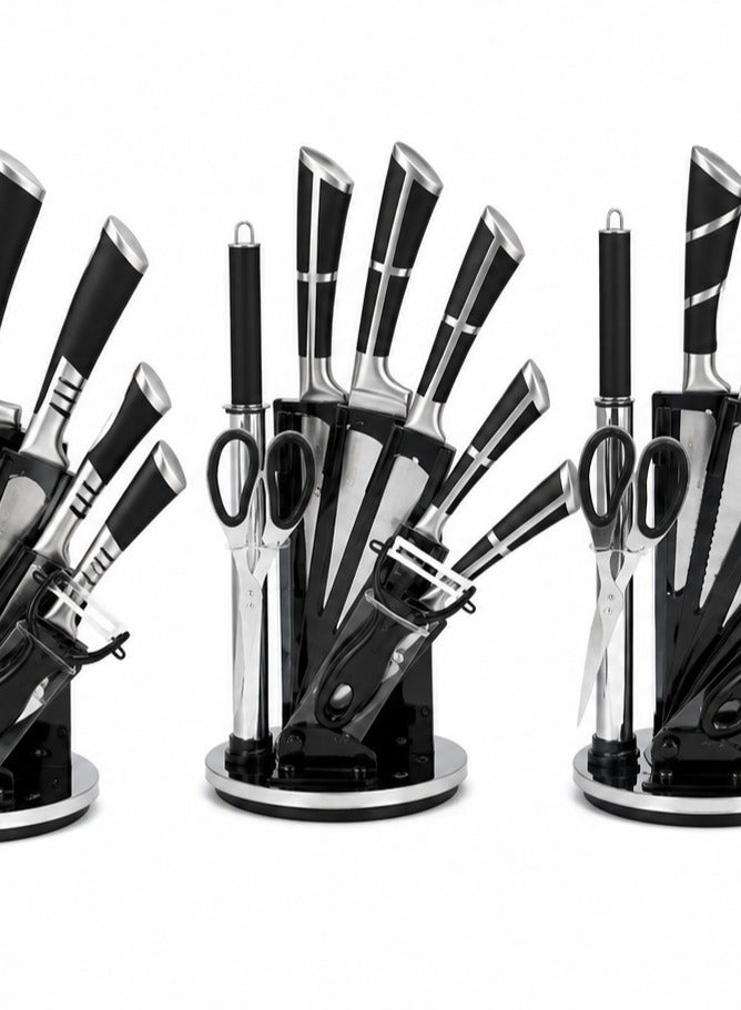 DESSINI 9-Piece Kitchen Knife Set with Acrylic Block – Chef, Cleaver, Slicer, Utility, Paring, Scissors, Sharpener & Peeler - Image 3