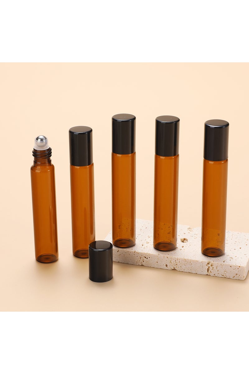 10ml 5pcs 5 Refillable Glass Essential Oil Bottles, Amber Glass Bottle Rollerball Perfume Bottle, St