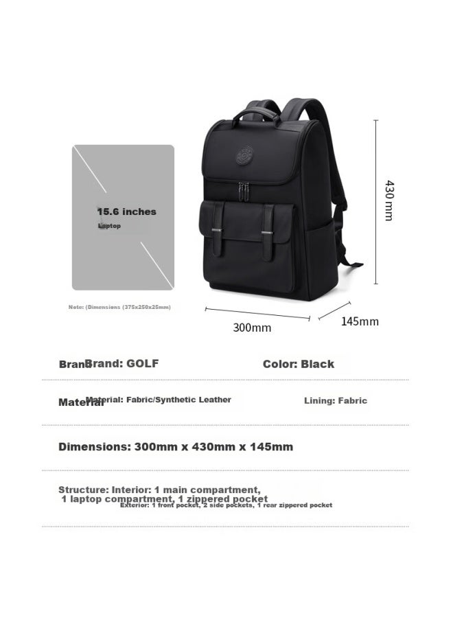 Golf Men's Casual Backpack Uni 15.6-inch Laptop Bag Student School Bag Water-resistant Travel Backpack - Image 2