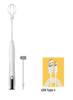 Generic Handheld Milk Frother 3 Speeds Adjustable White Blender Rechargeable 304 Stainless Steel Cream Whipper for Latte Chocolate  - Image 1