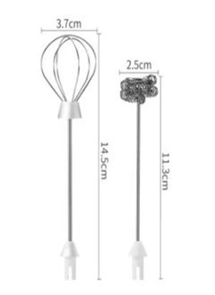 Generic Handheld Milk Frother 3 Speeds Adjustable White Blender Rechargeable 304 Stainless Steel Cream Whipper for Latte Chocolate  - Image 2