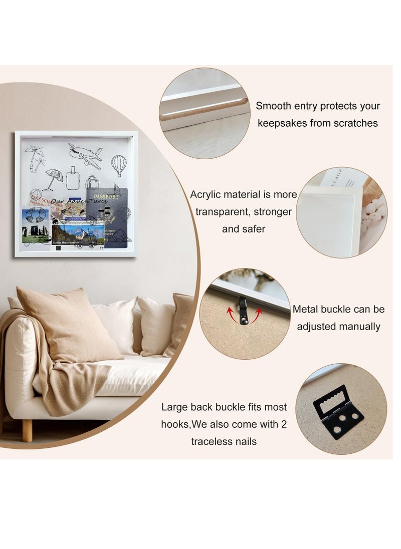 Excefore - Keepsake Memory Box,Adventure Archive Box,Commemorative Box,Shadow Box with Slot,with Traceless Nails.Suitable for Tabletop and Wall Display,Traveler's Gift, 12in-Cartoon - Image 1