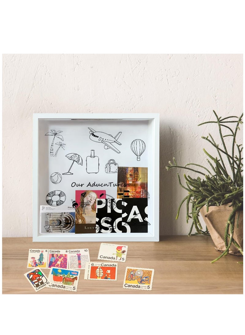 Excefore - Keepsake Memory Box,Adventure Archive Box,Commemorative Box,Shadow Box with Slot,with Traceless Nails.Suitable for Tabletop and Wall Display,Traveler's Gift, 12in-Cartoon - Image 1