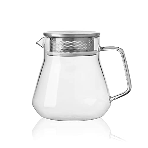 CNGLASS Small Glass Teapot with Stainless Steel Filter Lid15oz450ml Glear Tea Kettle Stovetop SafeBorosilicate Glass Tea Pots for Blooming and Loose Leaf Tea - Image 1