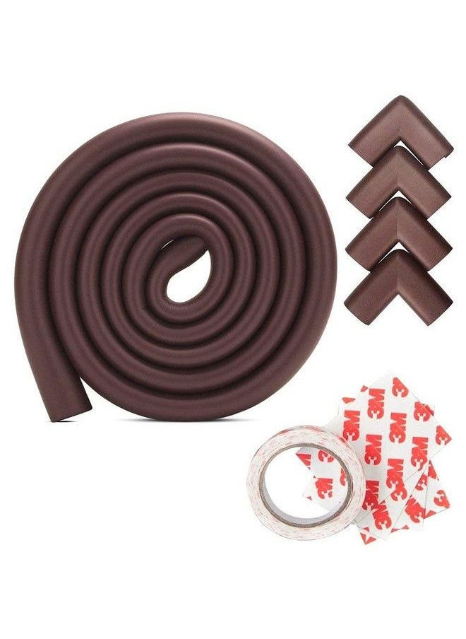 Leeonz Baby Proofing Edge Corner Protector Soft Rubber Foam Table Bumper Guard 3M Taped Corners 6 Ft Edge + 4 Corners Coffee Brown Heavyduty  - Image 1