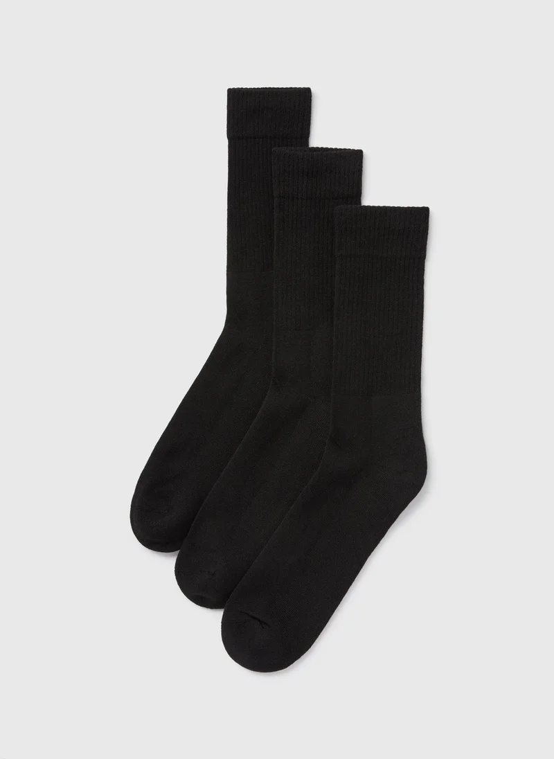 Matalan 3 Pack Black Cushioned Socks