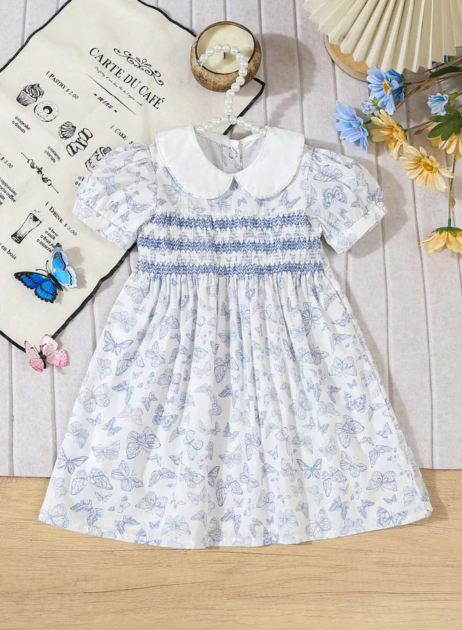 Take Two Girls Blue Butterfly Print Knee-Length Dress