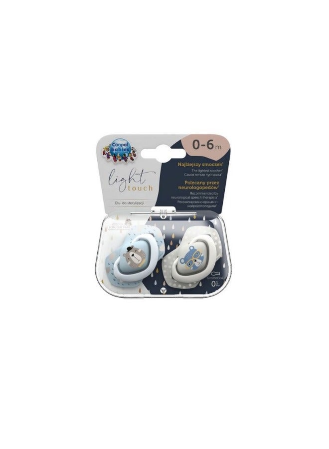 Canpol babies Silicone Soother Light touch 0-6m Symmetrical BONJOUR PARIS 2 pcs blue - Image 1