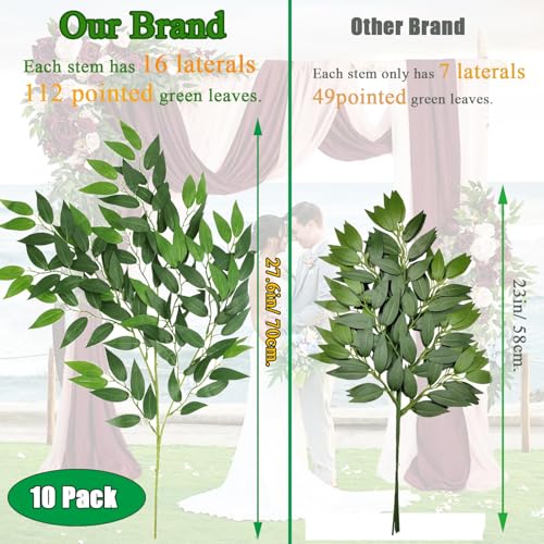 WONICE Artificial Italian Ruscus Greenery Stems, Faux Green Leaf Garland Branches Hanging Greenery Spray for Wedding Bouquet Arch Table Centerpiece Home Decor (Green-10 Pack) - Image 4