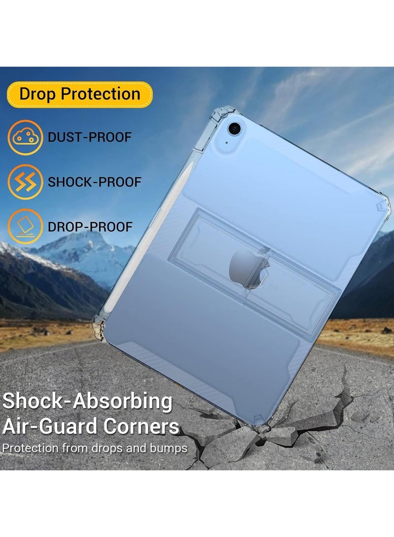 Transparent Stand Case for iPad 10 10.9-Inch, 2022/2023 10th GeneratioIpad A16 11th Generation 11 Inch 2025 Case Shockproof,Thin Slim Lightweight Anti-Yellowing Bumper, Kickstand Cover, with Pencil Holder - Clear - Image 3