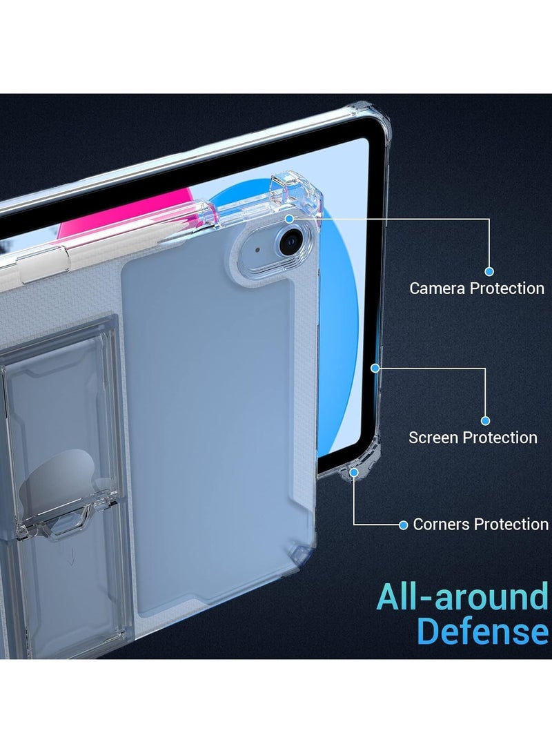 Transparent Stand Case for iPad 10 10.9-Inch, 2022/2023 10th GeneratioIpad A16 11th Generation 11 Inch 2025 Case Shockproof,Thin Slim Lightweight Anti-Yellowing Bumper, Kickstand Cover, with Pencil Holder - Clear - Image 5