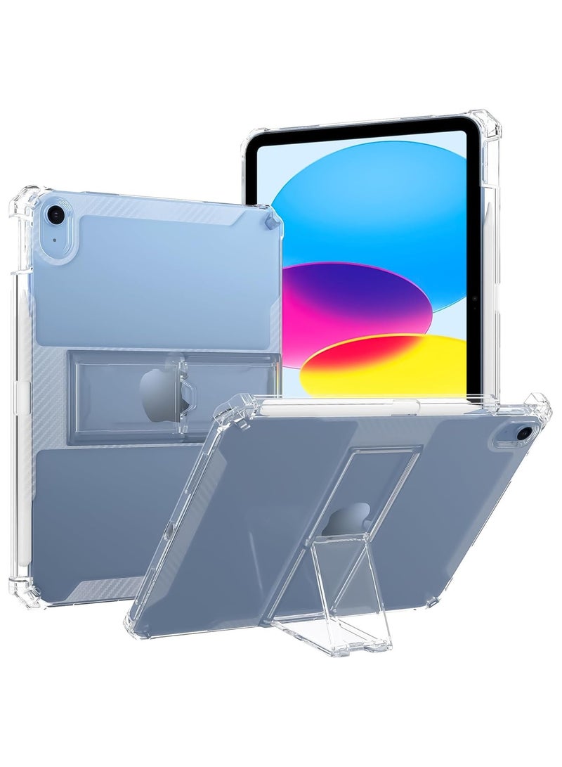 Transparent Stand Case for iPad 10 10.9-Inch, 2022/2023 10th GeneratioIpad A16 11th Generation 11 Inch 2025 Case Shockproof,Thin Slim Lightweight Anti-Yellowing Bumper, Kickstand Cover, with Pencil Holder - Clear - Image 1