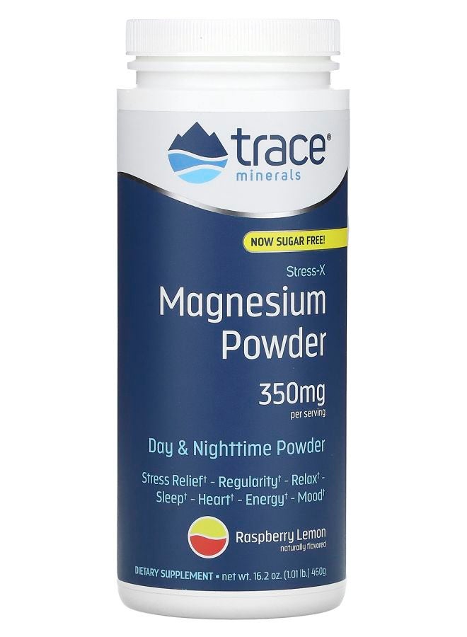 Trace Minerals Stress-X Magnesium Powder Raspberry Lemon 350 mg 1.01 lb (460 g)
