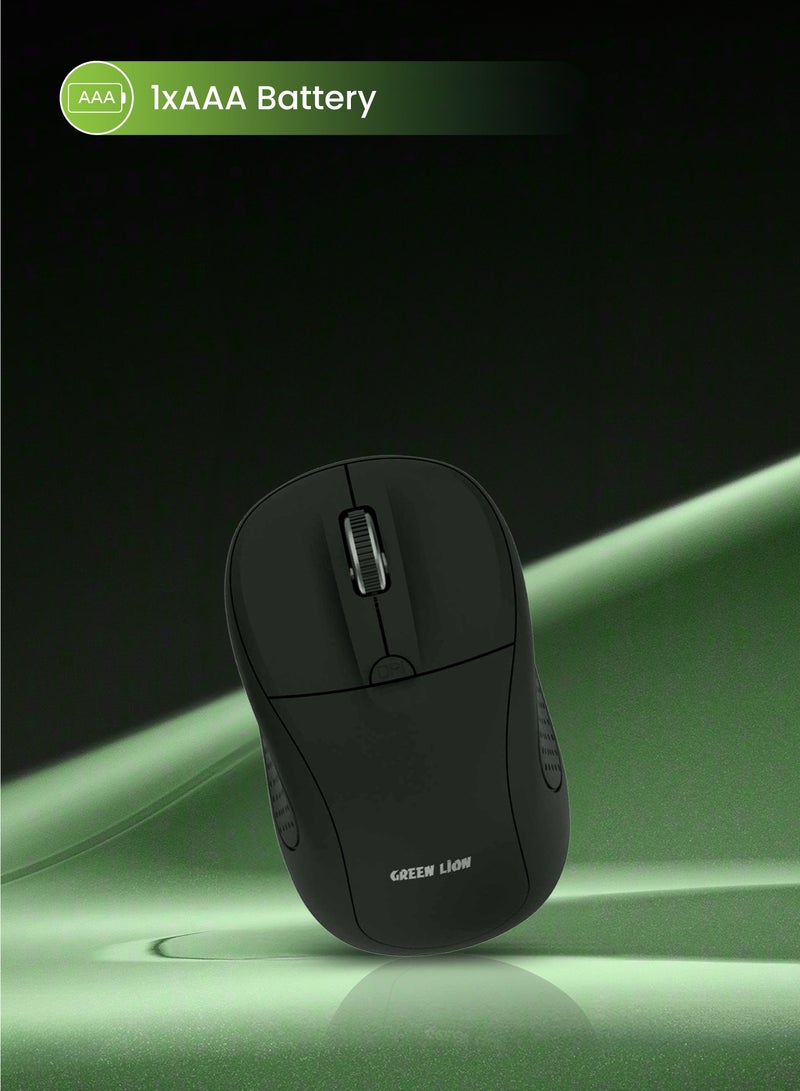 GREEN LION 2.4GHz Wireless Mouse G200 / 1600 DPI Resolution / USB Nano Receiver / 10 Meter Operating Range - Black - Image 3
