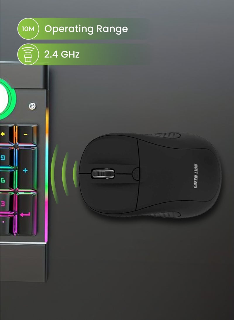 GREEN LION 2.4GHz Wireless Mouse G200 / 1600 DPI Resolution / USB Nano Receiver / 10 Meter Operating Range - Black - Image 4