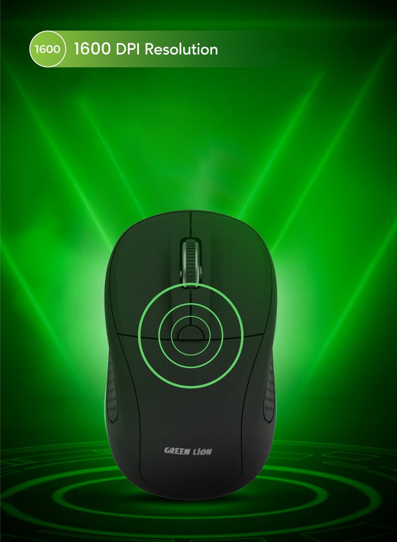 GREEN LION 2.4GHz Wireless Mouse G200 / 1600 DPI Resolution / USB Nano Receiver / 10 Meter Operating Range - Black - Image 5