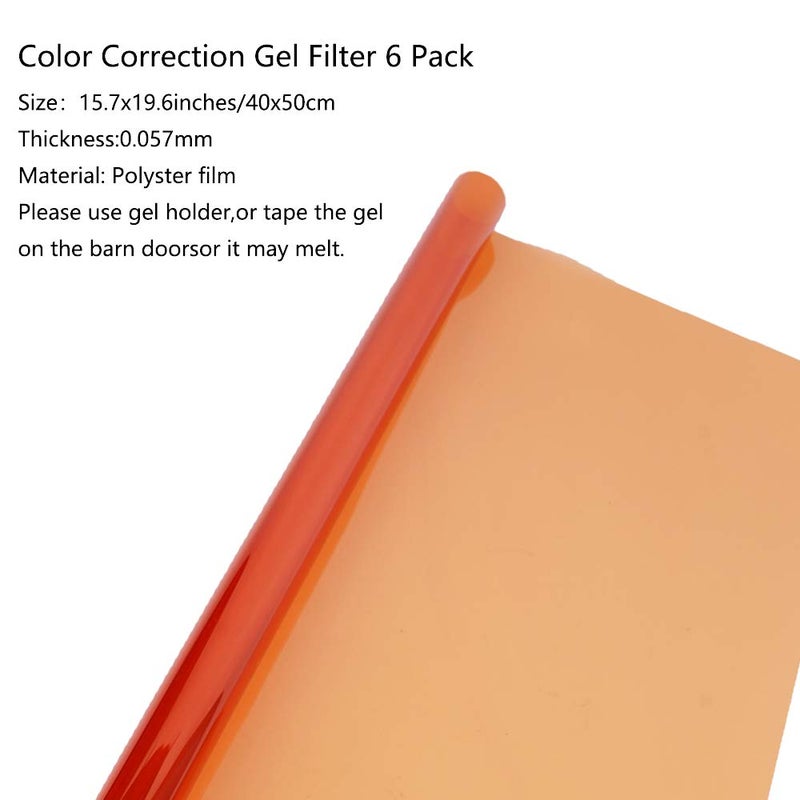 RENIAN Color Correction Gels Filter 6 Pack Kit 16x20 inches/40x50cm Warm Orange Blue Lighting Sheet for Photo Studio Video Flashlight Led Light Photography - Image 4