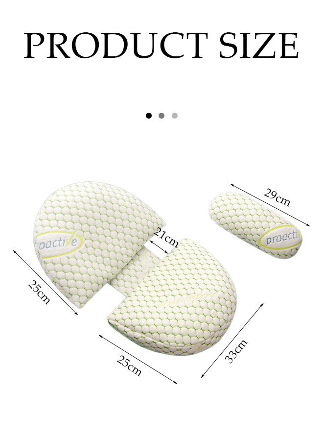 DUNISO Pregnancy Pillows, multifunctional waist protection pillow, U shaped cotton side sleeping pillow, with adjustable pillow, detachable and adjustable, 54x33x12cm, green - Image 2