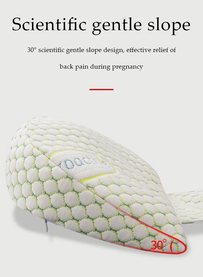 DUNISO Pregnancy Pillows, multifunctional waist protection pillow, U shaped cotton side sleeping pillow, with adjustable pillow, detachable and adjustable, 54x33x12cm, green - Image 5