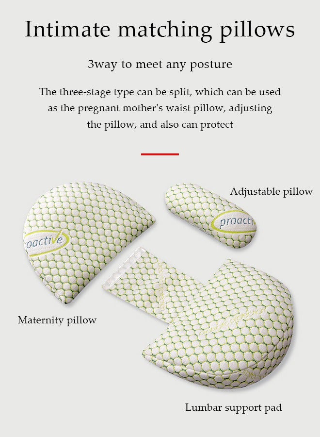 DUNISO Pregnancy Pillows, multifunctional waist protection pillow, U shaped cotton side sleeping pillow, with adjustable pillow, detachable and adjustable, 54x33x12cm, green - Image 4