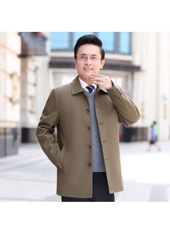 Generic Loose Casual Mens Jacket Single Row Button Dad Coat Spring Autumn Wear Comfortable Fit Long Sleeve Velvet Rabbit Fur Blend Wine red  - Image 2