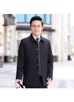 Generic Loose Casual Mens Jacket Single Row Button Dad Coat Spring Autumn Wear Comfortable Fit Long Sleeve Velvet Rabbit Fur Blend Wine red  - Image 4