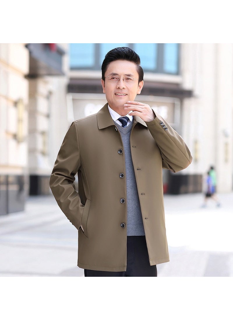 Generic - Loose Casual Mens Jacket Single Row Button Dad Coat Spring Autumn Wear Comfortable Fit Long Sleeve Velvet Rabbit Fur Blend Wine red - Image 1