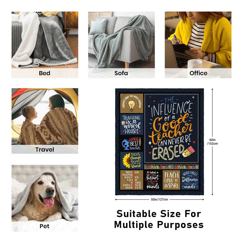 SIKLTY Teacher Gifts for Women  Teacher Appreciation Gifts Throw Blanket 60"" x 50""  Best Gifts for Teachers Women Men from Student  Teacher Birthday Gift Ideas  Thank You Gift for Teachers - Image 4