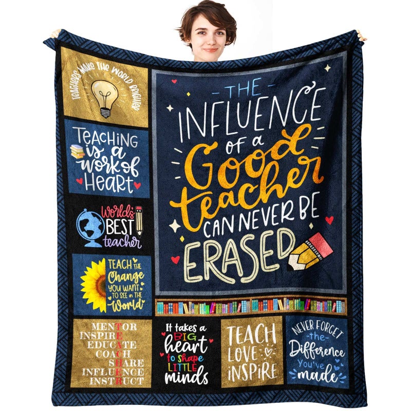 SIKLTY Teacher Gifts for Women  Teacher Appreciation Gifts Throw Blanket 60"" x 50""  Best Gifts for Teachers Women Men from Student  Teacher Birthday Gift Ideas  Thank You Gift for Teachers - Image 1