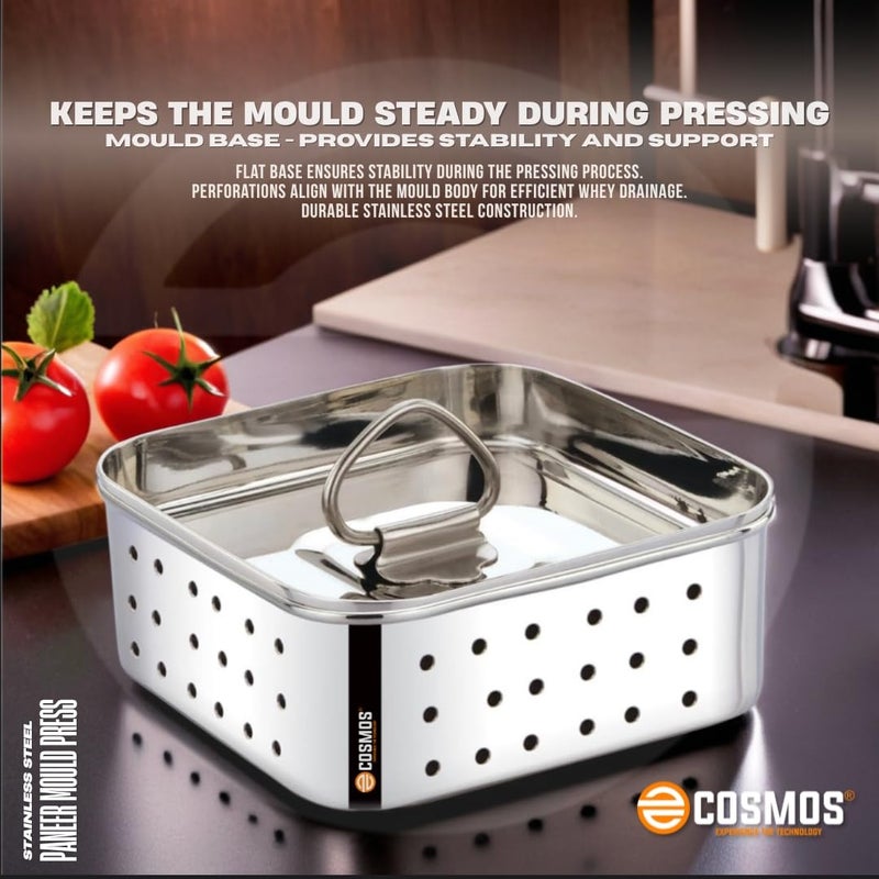 COSMOS صانع الجبن المصنوع من الفولاذ المقاوم للصدأ - قالب مربع لصنع الجبن الطازج والتوفو والبراعم | 450 مل أساسي في المطبخ (مربع، 450 مل) - Image 5